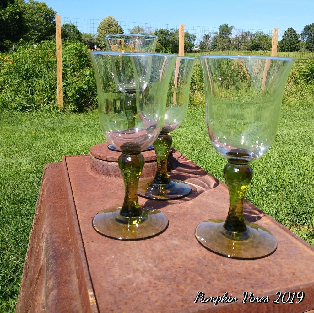 Avocado Green Stem Water Goblets